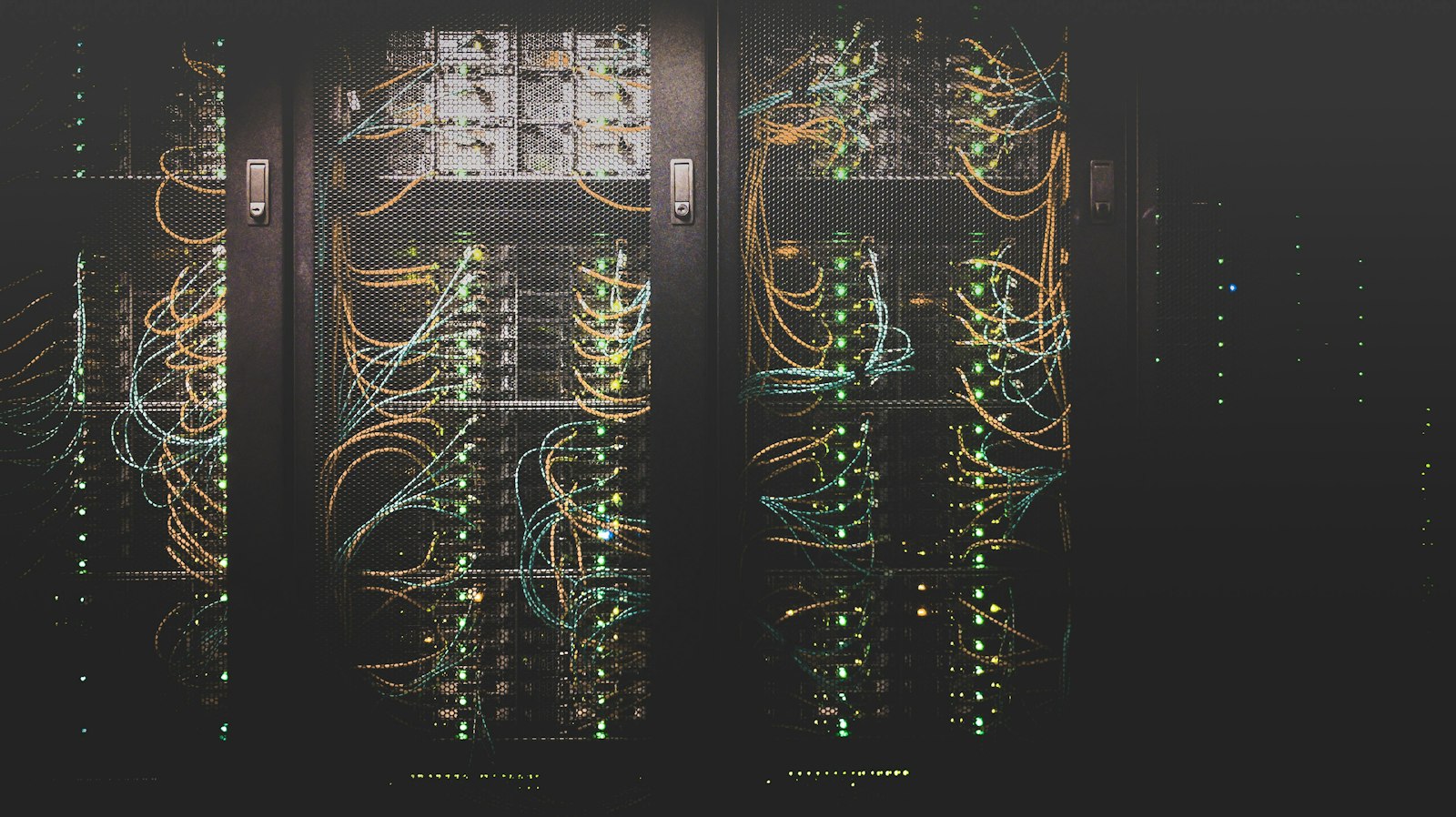 A tangle of network cables in a server rack
